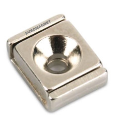 Neodímium mágnes acél házban,  10 mm x 13 mm x 5 mm, süllyesztett furattal  Neodímium mágnes acél házban,  10 mm x 13 mm x 5 mm, süllyesztett furattal