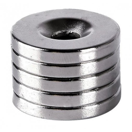 Neodímium gyűrű mágnes süllyesztett   D20mm x d5,5mm x 3mm, N48
