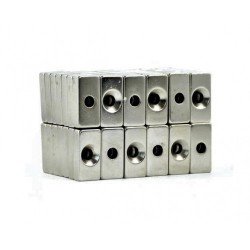 Neodímium hasáb mágnes,  20mm x 10mm x 5mm, N48, süllyesztett Neodímium hasáb mágnes,  20mm x 10mm x 5mm, N48, süllyesztett