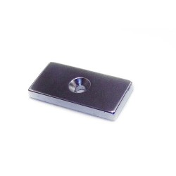 Neodymium bar magnet, 40mm x 20mm x 5mm, N48, recessed