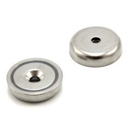 POT mágnes,  d25 mm, furatos, süllyesztett Neodímium  POT mágnes,  d25 mm, furatos, süllyesztett Neodímium