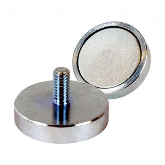 Screw-on magnet - POT magnet, 32 mm, shank, external thread Neodymium