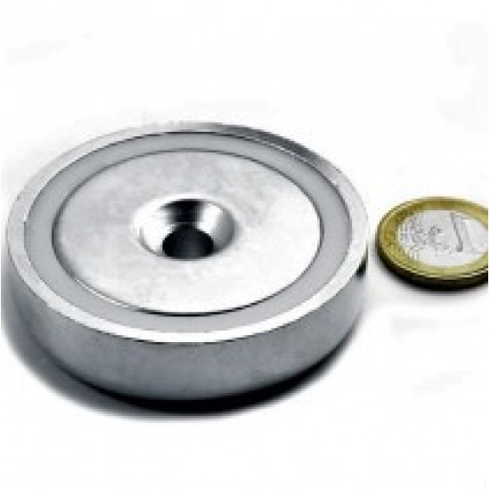 POT mágnes,  d60 mm, furatos, süllyesztett Neodímium