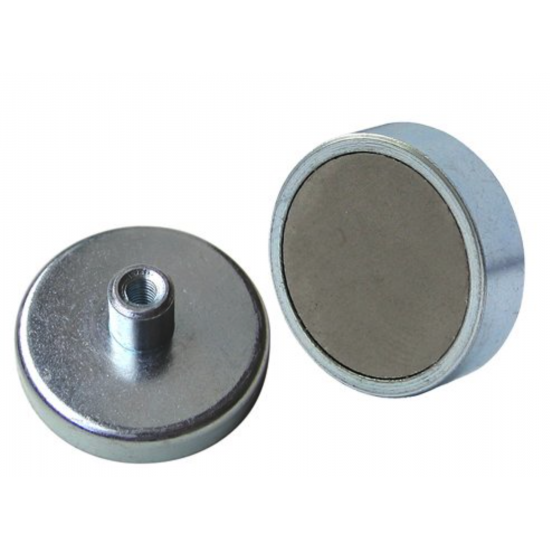 Stroncium Ferrit pot mágnes, átmérő: 40 mm - száras, belső menetes