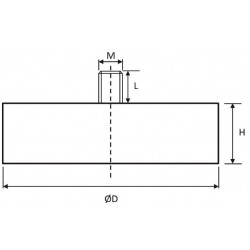 Magnet POT, Neodim cauciucat d22mm, tija, filet exterior Magnet POT, Neodim cauciucat d22mm, tija, filet exterior