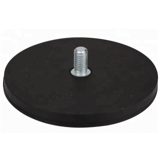 Neodímium POT mágnes,  gumibevonú 43 mm, száras, külső menetes