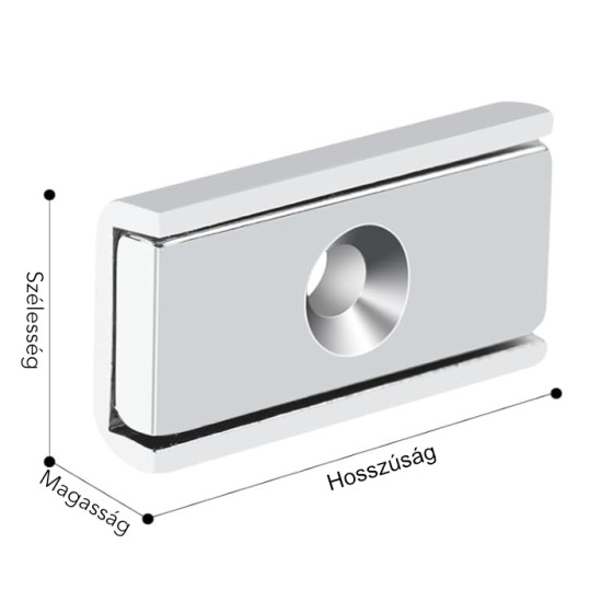 Csavarozható mágnes Neodímium mágnes acél házban,  10 mm x 13 mm x 5 mm, süllyesztett furattal