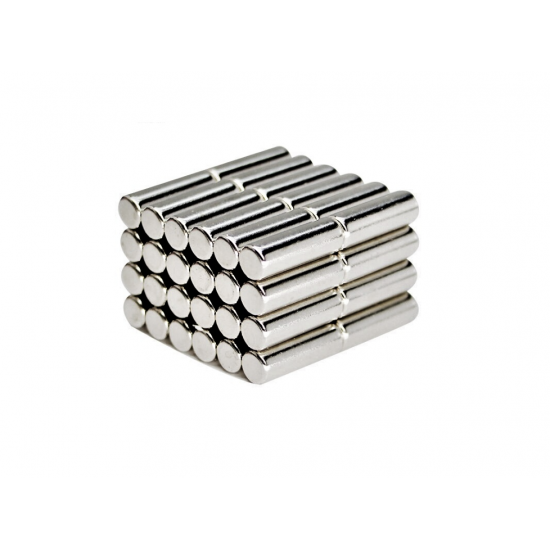 Neodímium rúd mágnes, 6mm x 25mm, N48